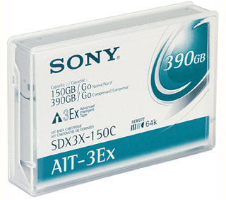 Sony AIT-3Ex SDX3X-150C - Data Cartridge Tape, 8mm, AIT3Ex, AME, 150/390GB Data Capacity